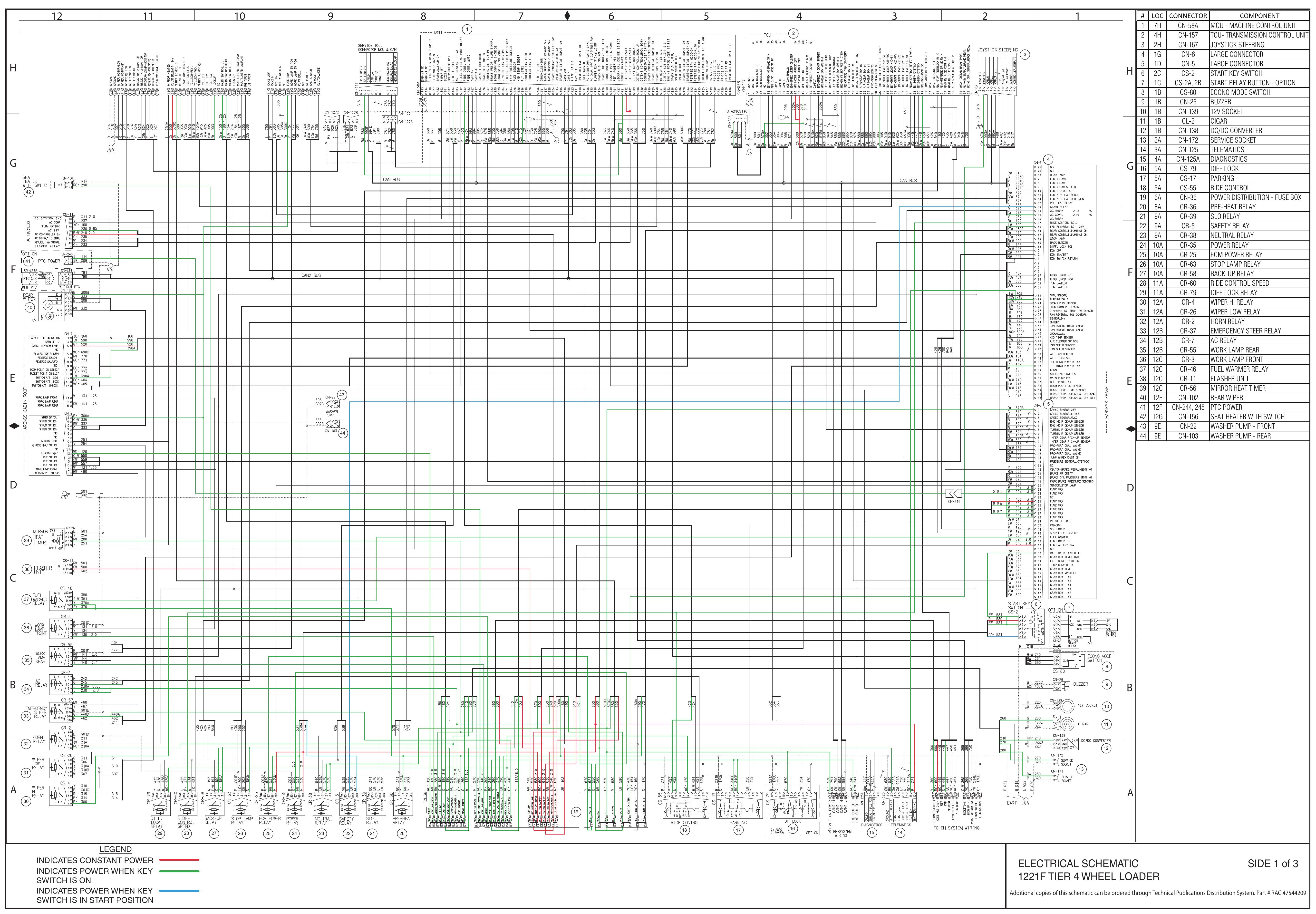 1221F TIER 4 WHEEL LOADER ELECTRICAL SCHEMATIC